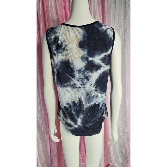 Dressbarn Blue Black Tye-dye Floral Burnout Velvet Tank Top Size XL - Picture 7 of 10